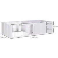 7-Panel Heavy-Duty Puppy Playpen - Indoor Dog Whelping Box, 3 Doors, 2-Room, Large Breeds, White