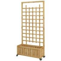 Wooden Trellis Planter Bed with Wheels & Liner - Raised Garden Box