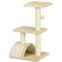 72cm Multi-Level Cat Tree with Sisal Scratching Post & Plush Perches - Cream, Space-Saving Indoor Tower