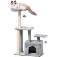 Cat Tree Tower - Multi-Level Sisal Scratching Posts, Plush Perches, Condo & Hammock - Grey