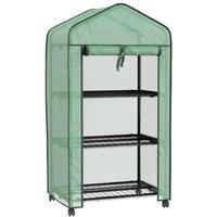 Three-Tier Portable Mini Greenhouse with Weatherproof PE Cover & Steel Frame - Compact Garden Storage Solution