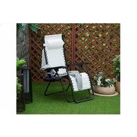 White Zero Gravity Recliner Chair - Powder-Coated Steel, Adjustable Sun Lounger with Cup Holder & Shade