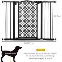 Pet Safety Gate for Small Dogs & Cats - 74-105cm, Auto-Close, Double Lock, Black