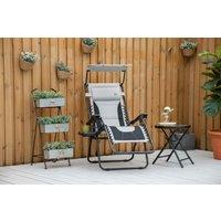 Zero Gravity Reclining Folding Sun Lounger - Steel Frame, Adjustable Shade, Cup Holder, Headrest