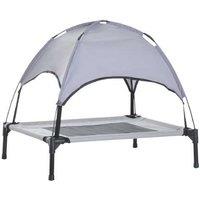 76cm Outdoor Elevated Dog Bed with Canopy - Portable Cot for Medium Breeds