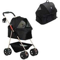 3-in-1 Folding Dog Stroller - Portable Pet Pram for Small Breeds & Cats