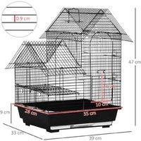 Metal Bird Cage for Small Birds - Easy Clean, Durable Steel, 39x33x47cm, Black