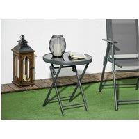 45cm Marble Folding Side Table - Outdoor Patio Coffee Table, Weather-Resistant Steel Frame
