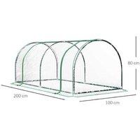 Walk-In Tunnel Greenhouse Storage Shed - Steel Frame, Clear PE Cover, 200x100x80cm Weatherproof