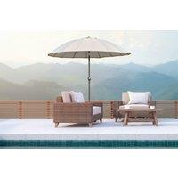 255cm Outdoor Patio Parasol - Crema White, Metal & Fibreglass, Tilt & Crank, Weather-Resistant Sun Umbrella