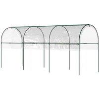 Clear Tunnel Walk-In Greenhouse with 4 Hoops, Steel Frame & Secure Anchoring - Weatherproof Garden Storage Solution