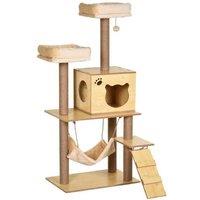 130cm Multi-Level Cat Tree Tower - Plush Condo, Jute Scratching Posts & Ramp - Yellow