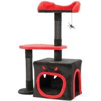 Gothic Cat Tree Tower - Multi-Level Sisal Scratching Condo with Coffin Bed & Spider Toy, 83cm