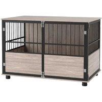 Large Dog Crate Table with Cushion - 100cm, 3-Door Indoor Furniture Crate for Comfort & Style