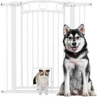 Extra Tall Adjustable Dog Safety Gate with Cat Door - Steel, 106cm High, Fits 76-104cm Openings