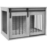 Luxury Dog Crate Furniture with Cushion - Large Breed, 80cm, Grey