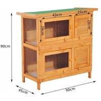 90cm Double Decker Rabbit Hutch & Guinea Pig Cage - 2 Tier, Easy Clean, Weatherproof Wooden Pet Home