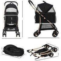 3-in-1 Foldable Dog Stroller & Carrier - Travel Buggy for Small Breeds, Canopy, Brake