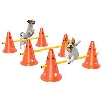 Dog Agility Training Set - Adjustable Jumps, 6 Cones & Poles, Portable for All Breeds - Orange