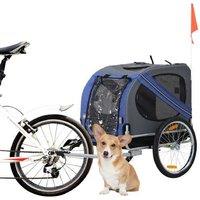 Foldable Dog Bike Trailer with Suspension - Weatherproof Pet Carrier for Medium Dogs, Blue