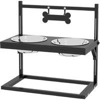 Adjustable Raised Dog Bowls with Stand - Black - Ergonomic Feeder for Medium & Large Breeds