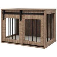 Luxury Dog Crate Table with Cushion - Medium Breed Furniture - 805457cm - Brown