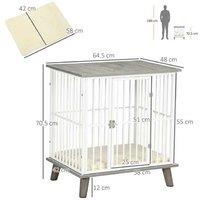 Luxury Dog Crate Table with Cushion & Secure Lock - Medium, Grey, Multi-Functional Furniture