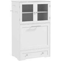 Dog Feeding Station with Storage - 2 Cabinets, Stainless Steel Bowls, Anti-Tip Safety - Organiser for Medium & Large Breeds