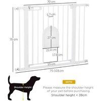 Heavy-Duty Dog Safety Gate with Cat Flap - Auto-Close, Pressure Fit, Adjustable (75-103cm)