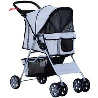 600D Oxford Dog Pram for Small Pets - Grey, Durable & Safe Stroller