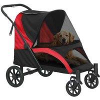 Folding Dog Stroller - Large Breed Pram - Shock-Absorbing, 4-Wheel, Black