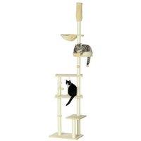 6-Tier Multi-Level Cat Tree with Sisal Scratching Posts, Plush Hammock & Bed - Adjustable 230-250cm Modern Tower