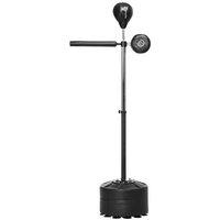 Adjustable Speed Boxing Bag & Reflex Bar - Freestanding Punching Stand, Heavy-Duty Base, 40kg Capacity - Black