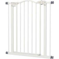 74-80cm Metal Pet Safety Gate for Small Pets - Auto-Close, Adjustable, White
