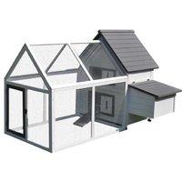 Wooden Chicken Coop for Small Pets - Nesting Box, Ramp & Outdoor Run - Durable Easy-Clean Hutch