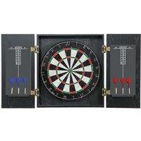 Bristle Dartboard Cabinet Set - Includes 6 Steel Tip Darts & Scoreboard - Family Garden Game