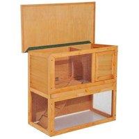 Wooden 90cm 2-Tier Rabbit Hutch for Small Pets - Spacious Outdoor Bunny Cage