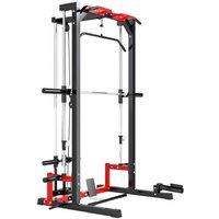Cable Crossover Power Rack Multi-Gym Station - Heavy-Duty Steel Frame, Adjustable Barbell Rack, Full-Body Home Gym Equipment