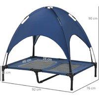 Waterproof Raised Dog Bed with Mesh Canopy - Large Breed Outdoor Comfort, Blue