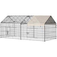 Metal Chicken Run & Small Pet Cage - Beige Cover, Portable Rabbit Hutch & Guinea Pig Enclosure