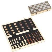 15 Inch Foldable Wooden Chess & Draughts Set - Portable Family Game, Classic Board, Travel Case