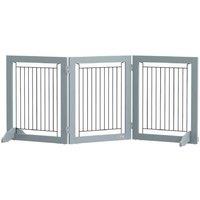 Foldable Small Pet Gate for Dogs & Puppies, 3-Panel, Sturdy MDF & Steel, Space-Saving Design - Grey
