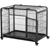 Heavy-Duty Medium Dog Crate with Locking Door, Removable Tray & Wheels - 94x58x69.5cm, Secure Metal Kennel for Medium Breeds