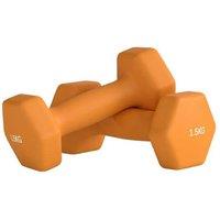 Hex Dumbbells Set - 2 x 1.5kg Hand Weights, Non-Slip Grip, Compact Home Gym Equipment, Orange
