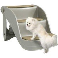 Foldable Non-Slip Dog Stairs - 3-Step Portable Pet Ladder for Small Breeds, Grey