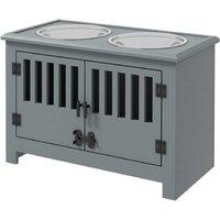 Raised Dog Feeding Station with Storage - Large Breed Elevated Bowls, Modern Grey Design