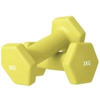 Hex Dumbbells Pair - 21kg, Non-Slip Grip, Compact Home Gym Weights - Yellow