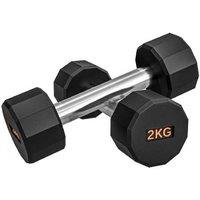 22kg 12-Sided Rubber Dumbbells - Non-Slip Steel Grip, Anti-Roll, Compact Free Weights