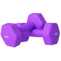 Hex Dumbbells - Non-Slip Grip, Plastic-Coated, 4kg Pair - Compact Home Gym Weights