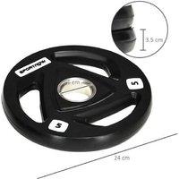 Olympic Tri-Grip Weight Plates 25kg - Steel & Rubber, 5cm Hole, Compact Home Gym